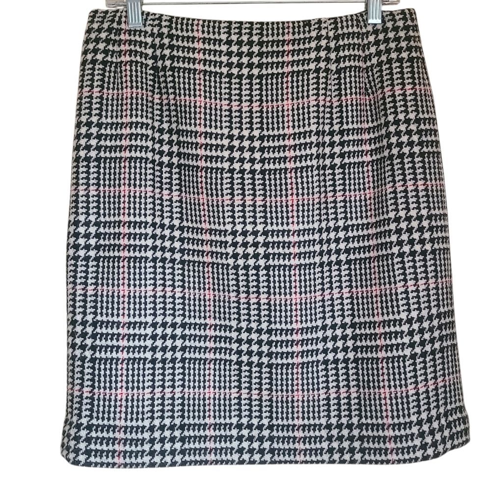 vintage talbots 100% wool houndstooth plaid classic pencil skirt size 14